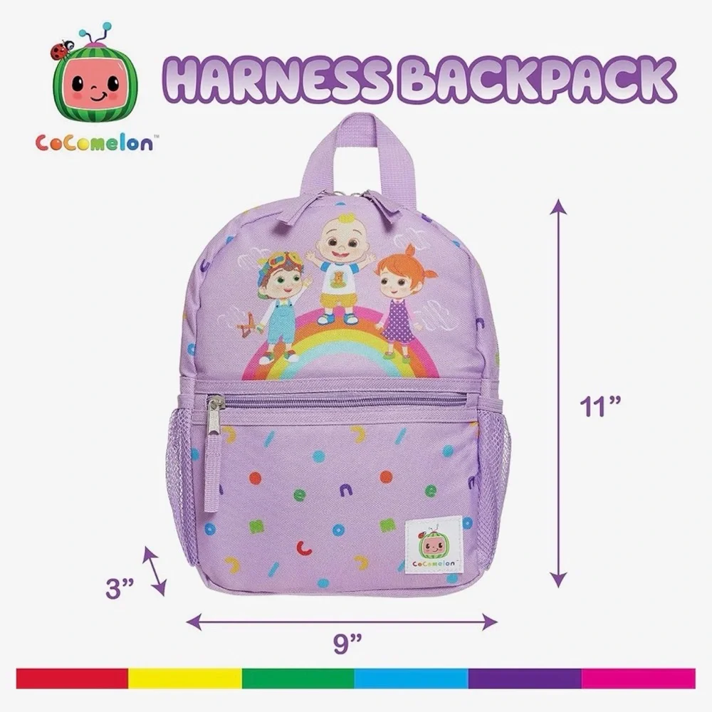 CoComelon Backpack with Safety Leash,Anti-lost Children Toddler Backpack Lilac